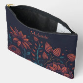 Pochette À Accessoires Elegant Modern Red and Blue Floral Personalised (Ouvrir)