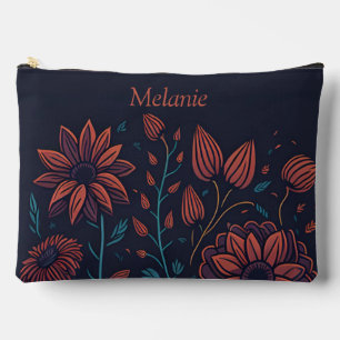 Pochette À Accessoires Élégant Moderne Rouge et Bleu Floral Personnalisé
