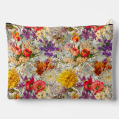 Pochette À Accessoires Élégant monogramme de motif gris fleuri violet (Verso)