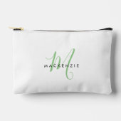 Pochette À Accessoires Élégant Monogramme moderne blanc vert Script (Recto)