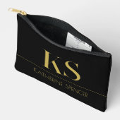 Pochette À Accessoires Élégant Monogramme noir et or (Ouvrir)