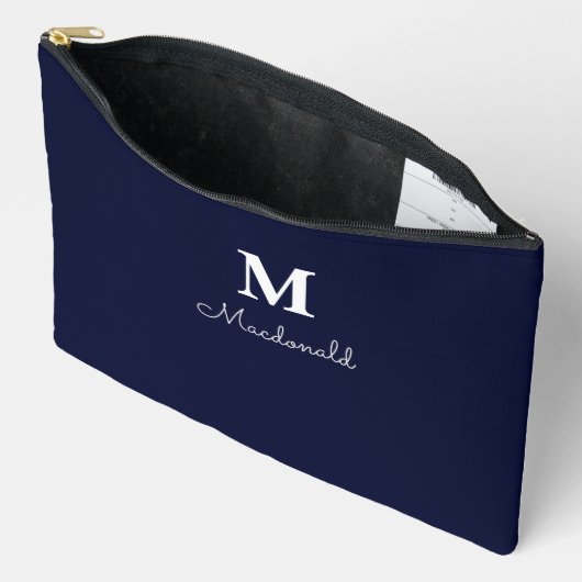 Pochette À Accessoires Élégant Monogramme Personnalisé Simple (Ouvrir)