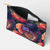 Pochette À Accessoires Élégant monogramme romantique orange rouge floral (Ouvrir)