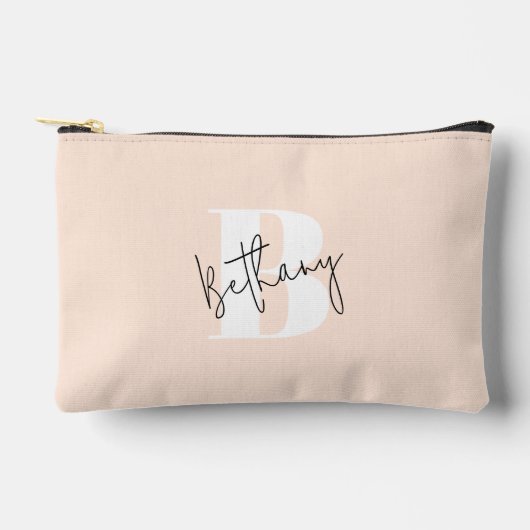 Pochette À Accessoires Élégant Monogramme rose pâle moderne (Recto)