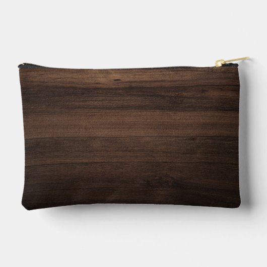 Pochette À Accessoires Élégant Monogramme Script Rustique apparence bois (Verso)