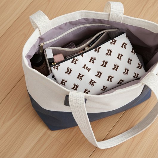 Pochette À Accessoires Élégant Motif Alphabet Monogramme Simple Brown