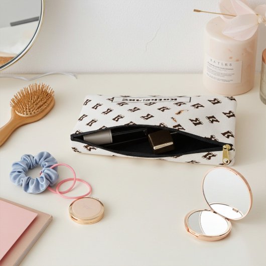 Pochette À Accessoires Élégant Motif Alphabet Monogramme Simple Brown