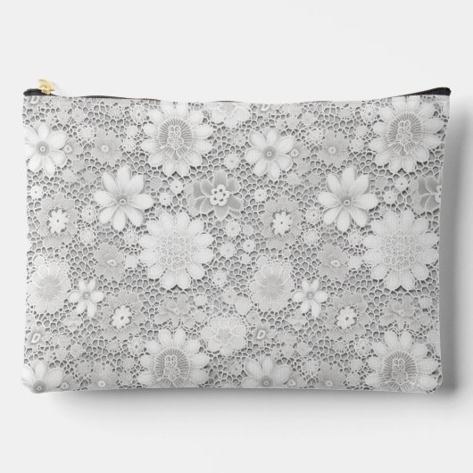 Pochette À Accessoires Élégant motif de dentelle fleurie blanche (Recto)