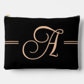 Pochette À Accessoires Élégant noir avec monogramme pêche (Recto)