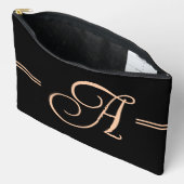 Pochette À Accessoires Élégant noir avec monogramme pêche (Ouvrir)