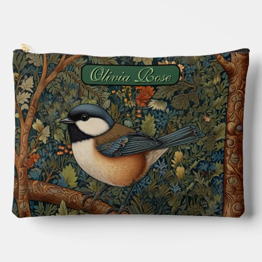 Pochette À Accessoires Élégant oiseau de la forêt rétro (Recto)