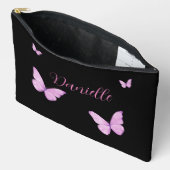 Pochette À Accessoires Élégant Papillon rose et noir personnalisé (Ouvrir)