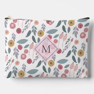 Pochette À Accessoires Élégant Pastel Motif Floral Monogramme