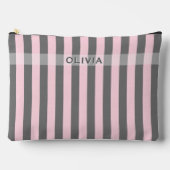 Pochette À Accessoires Elegant Pink and Gray stripes Minimalist Custom (Recto)