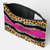 Pochette À Accessoires Élégant poster de animal rose brillant monogramme (Ouvrir)