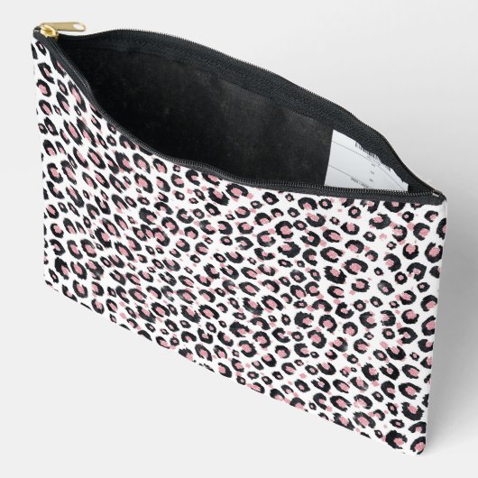 Pochette À Accessoires Elegant Rose Gold Black Leopard Pattern (Ouvrir)