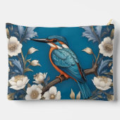 Pochette À Accessoires Elegant Turquoise Kingfisher Bird Floral  (Verso)