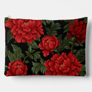 Pochette À Accessoires Élégant Vibrant Peoné Rouge En Fleur