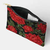 Pochette À Accessoires Élégant Vibrant Peoné Rouge En Fleur (Ouvrir)