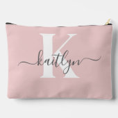 Pochette À Accessoires Élégant violet rose gris script Monogramme (Verso)
