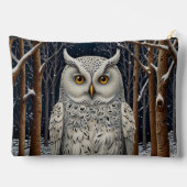Pochette À Accessoires Élégante forêt d'hiver de chouette blanche boho (Verso)