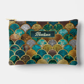 Pochette À Accessoires Élégantes écailles de sirène vert turquoise or (Recto)