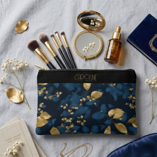 Pochette À Accessoires Élégantes feuilles noires bleues élégantes tendan