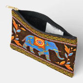 Pochette À Accessoires Éléphant ethnique bleu (Ouvrir)