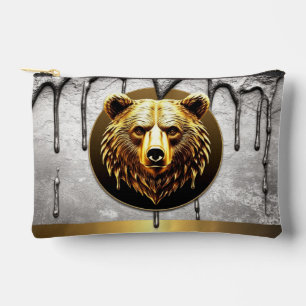 Pochette À Accessoires Emblème d'ours en or de luxe de style métal 🐻