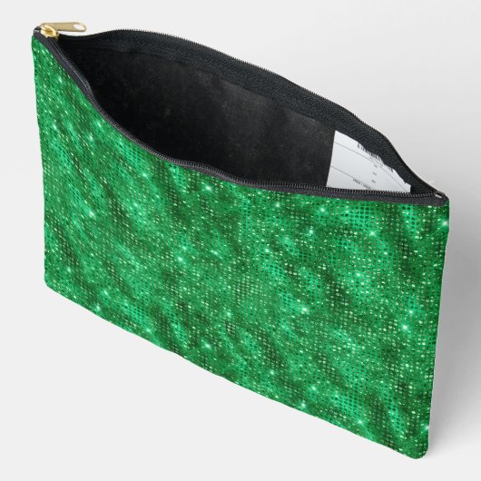 Pochette À Accessoires Emerald Green Sequin Motif (Ouvrir)