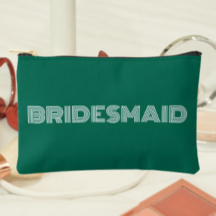 Pochette À Accessoires Emerald Green Typographie moderne Bridesmaid