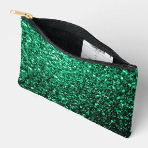 Pochette À Accessoires Émeraude verte fausse parties scintillant
