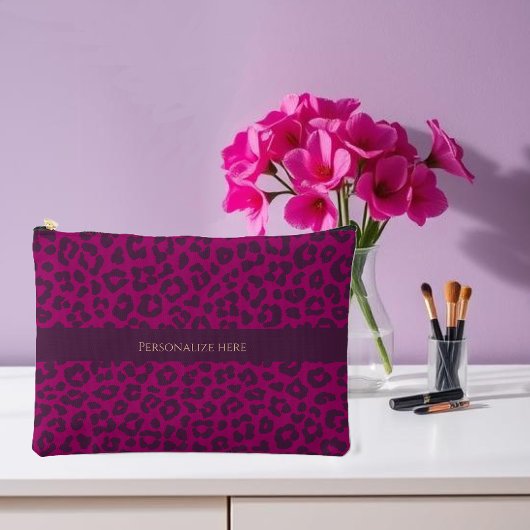 Pochette À Accessoires Empreinte de léopard-Magenta