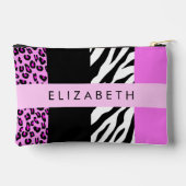 Pochette À Accessoires Empreinte de léopard, Zebra Print, Rose, Votre nom (Verso)
