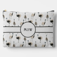 Emus Bird Lovers Patterned Monogrammed