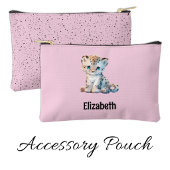 Pochette À Accessoires Enfants mignon léopard ajouter un nom rose noir