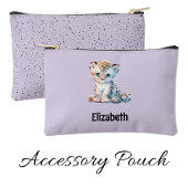 Pochette À Accessoires Enfants mignon léopard ajouter un nom violet noir