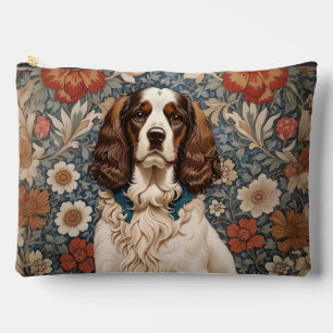 Pochette À Accessoires Épagneul Élégant sur Fond Floral