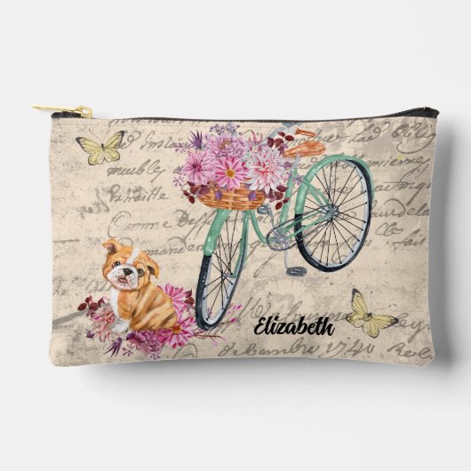 Pochette À Accessoires Ephemera Bulldog à fleurs vintages (Recto)