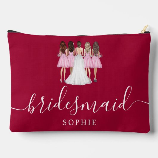 Pochette À Accessoires Épouse rouge cerisier foncé Script moderne (Verso)