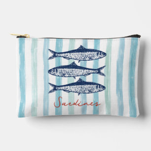 Pochette À Accessoires Esthétique de pêcheur de sardines à rayures côtièr