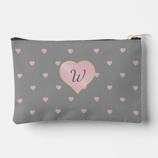 Pochette À Accessoires Étoiles dans des cœurs sur fond gris (Verso)