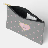 Pochette À Accessoires Étoiles dans des cœurs sur fond gris (Ouvrir)