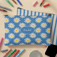Étui à crayons Fleurs de Daisy Bleue & Rayures Rét