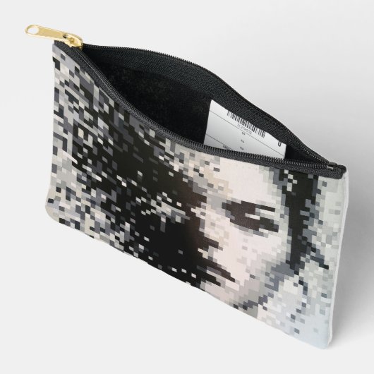 Pochette À Accessoires Evaporation Pixel noir et blanc Portrait d'art (Ouvrir)