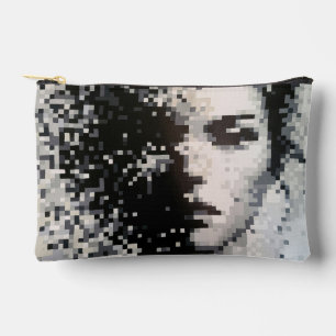 Pochette À Accessoires Évaporation Portrait Pixel Art Noir et Blanc