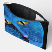 Pochette À Accessoires Face de chat bleu Abstrait (Ouvrir)