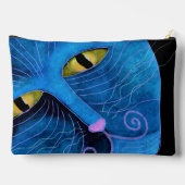 Pochette À Accessoires Face de chat bleu Abstrait (Verso)