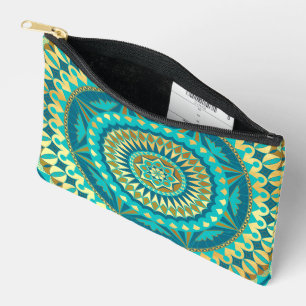 Pochette À Accessoires Fantaisie de mandala bleu or