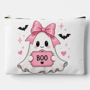 Pochette À Accessoires Fantôme Coquette Halloween Ruban Rose